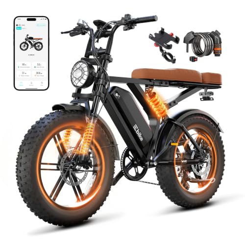 Image of Electric Bike for Adults,20 inchx4 inch Fat Tires Retro Ebike, Range 65Miles | Peak 1500W Motor,48V 15Ah Removable Battery,Full Suspension E Bike for for City Commuting,Off-Road