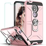 Moto G7 Power Case,Moto G7 Supra/Moto E5 Plus Case with HD Screen Protector YmhxcY Ring Kickstand...