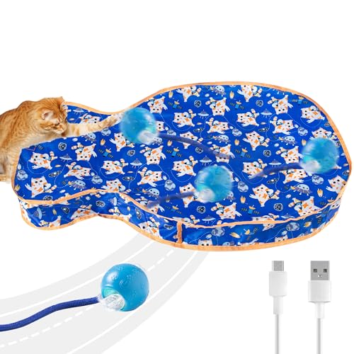 Tuiskusa Interactive Cat Toys, Fast Rolling Ball in Play Pocket,