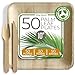 Compostable Square Palm Leaf Plates 10 Inch with Forks & Knives (50 Each) - Like Bamboo Plates, Disposable Party Plates, Biodegradable, Eco-Friendly, Microwave & Oven Safe 1