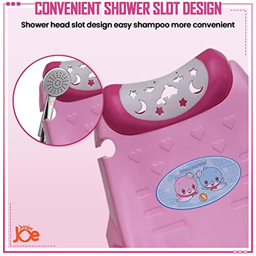 Image of JUNIOR JOE Children Shampoo Chair for 2-8 Year Old Bathing Seat Perfect Kids Hair Washing Station (Pink)
