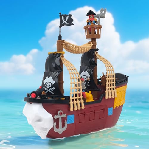 Goldlok Pirate Ship Adventure Playset with Lights and Sounds - Includes 2 Pirate Figures Treasure Chest & Cannons - Pretend Play Gift for Kids Ages 3+ Boys Girls - Birthday for Kids