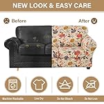 Lamberia Printed Sofa Cover for 2 Cushion Couch High Stretch Sofa Slipcovers 3 Piece Loveseat Slipcover with Two Separate Cushion Covers Elastic Bottom Floral Pattern (Vine Flower, Loveseat) - Image 5