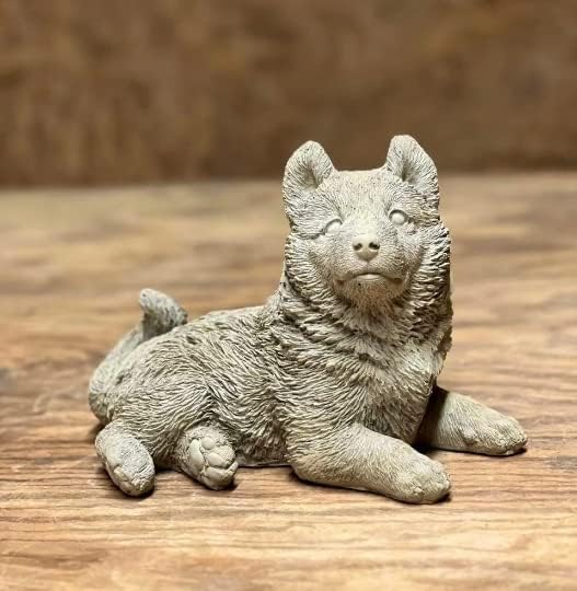 Miniatura 4 de Estatua de cachorro de Husky siberiano Deailed que pone cachorro siberiano Husky figura concreto decoración al aire libre