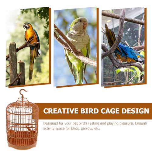 Cage ronde pour oiseaux marron espace activité perruches - 8