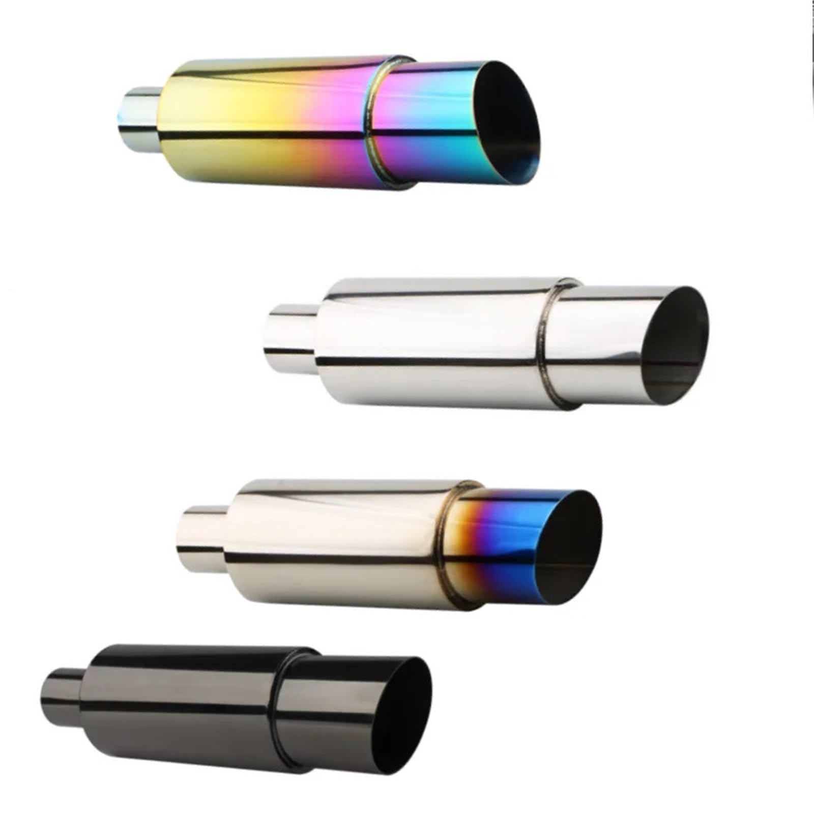 Car Silencer Uniwersalny tłumik układu wydechowego samochodu ze stali nierdzewnej prosty wydechowy poprawia dźwięk i styl(Matte black51-89)