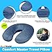 Crafty World Travel Neck Pillow Memory Foam Airplane Travel Accessories Essentials Comfortable Washable Cover Plane Neck Support Pillow for Neck Pain Relief Sleeping Blue
