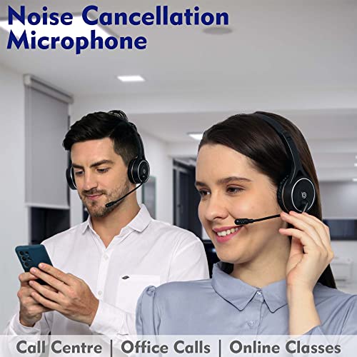 BigPassport Bluetooth Wireless Headset With Mic | Skype, Zoom Calls & Call Centre Over Ear Headphone For Pc & Laptop | Model: Pro-Air_Bp30 Black - Image 5