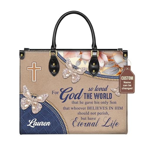 Personalized Leather Handbag with Your Name and Zipper, Perfect Gifts for Christian Women - Christmas Gifts