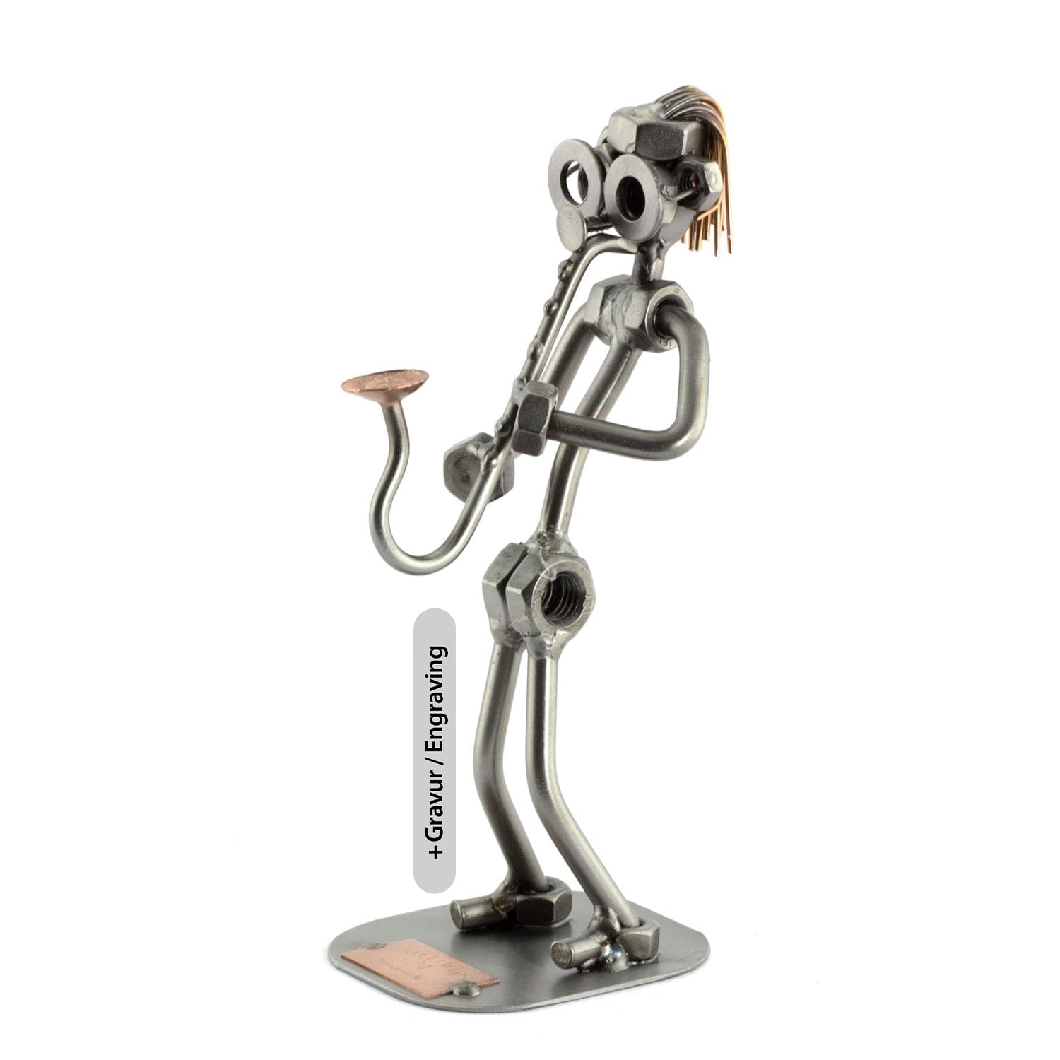 Steelman24 I Nuts and bolts sculpture Saxophone With Personal Engraving I Handmade ornaments I I Metal figurine