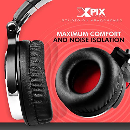 Xpix Pro Dj Headphones Closed Back Over Ear Stereo Monitor Headphones, For Monitor & Mixing, Single Side, Dual Source Monitoring #TOP4