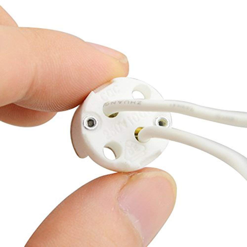 Portalampada MR16 GU5.3, Connettore in Ceramica per LED e Alogene, Adattatore MR11 con Cavo da 15cm