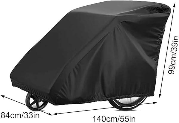 Marchfunny Kinder-Fahrradanhängerabdeckung mit wasserdichtem Oxford-Stoff und verstärkten Nähten zum Schutz vor Wetterschäden (braun) - 3