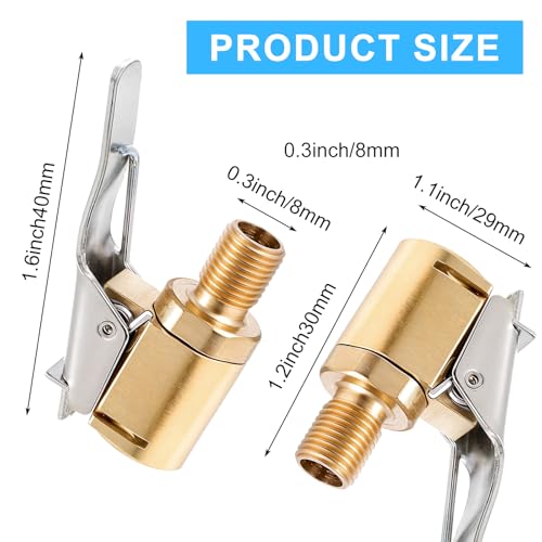 Image of Bremorou 2 Pcs Air Chuck Quick Connect Lock N Lube Air Chuck Adapter Tire with Clip Adapter Brass Locking Tire Inflator Nozzle Connect for Inflator Pressure Gauge Pump Compressor