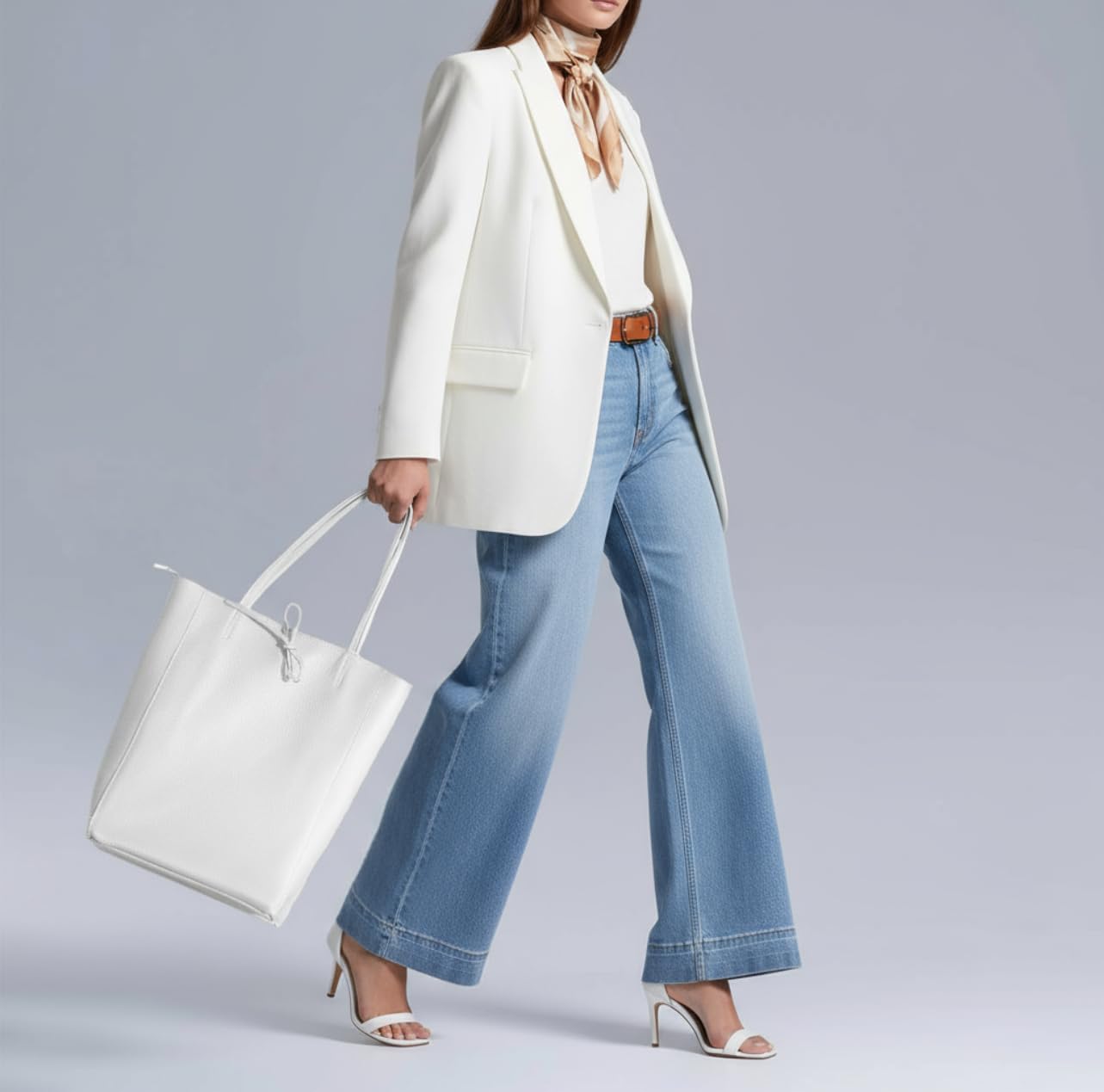 Italian Calf Leather Tote for Women with Zipper, Inner Pocket & Flat Base | Soft Unlined Shopper for Work & Travel - Image 2