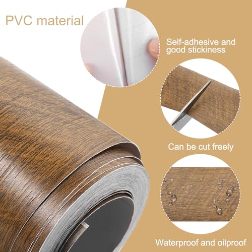 Image of uxcell 1 Roll Wood Grain Tape, 2.36 inch x 49 Ft Realistic Textured Repair Tape Self Adhesive Wood Textured Patch for Floor Wall Door Table Cabinets Desk Furniture Home Decor(Coffee Color)