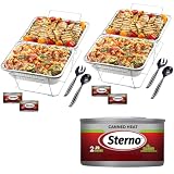 Sterno Buffet Kit Disposable Chafing Dish Buffet Set - Chafing Dishes for Buffet with Canned Heat - Catering Food Warmers & Food Warming Trays for Buffet Party - 18-Piece Chafing Dish Set