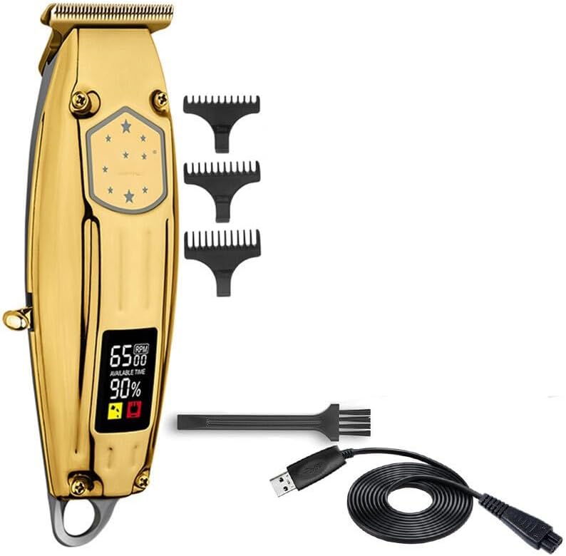 Hair for Men Barber Electric Lithium Ion TrLCD Display Professional Beard TrFor Full Metal Housing(Gold)