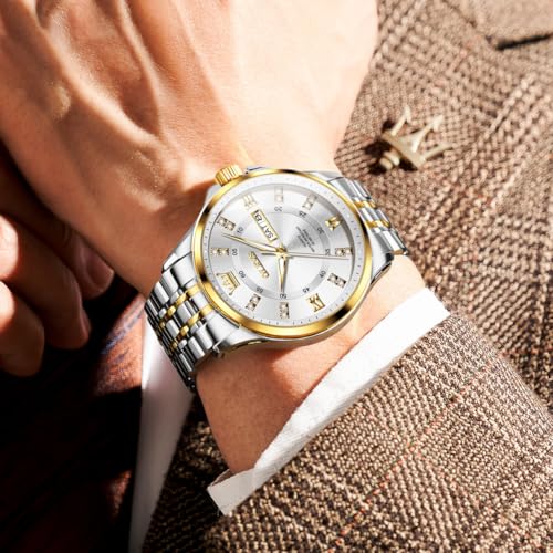 Image of OLEVS Men Leather Watches Black Ultra Thin 6.5mm Minimalist Dress Fashion Simple Casual Waterproof Date Watch for Men