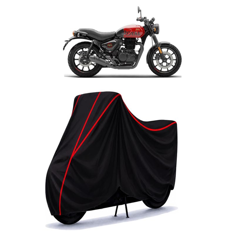 Image of Hunter 350 Metro Dapper Water Resistant Bike Cover for All Motorcycles & Rain | Heavy Duty Taffeta Fabric | UV Protection, Dustproof, Scratchproof | All Weather Two Wheeler Cover with Elastic Bottom