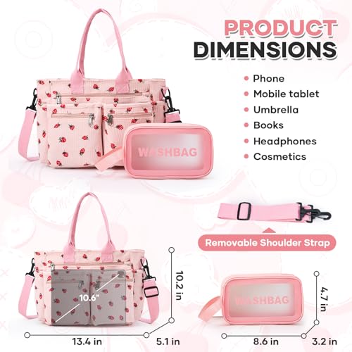 Corduroy Tote Bag for Women, Crossbody Bags, Mutil Pockets Handbag Tote Bag for Travel, Work2