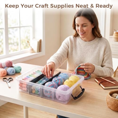 Image of Citylife 4PC Clear Plastic Storage Box with 3 Removable Dividers
