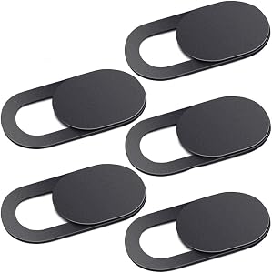 5 Pack Webcam Cover Slider, Black | 0.027in Ultra Thin Design, Privacy Protection, Compatible with Laptop Desktop PC Tablet Smartphone