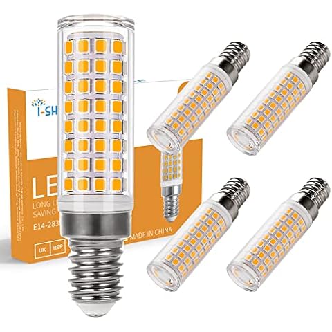 I-SHUNFA E14 led Light Bulb, 5.5W Warm White Led E14 Bulb, Equivalent 40W-50W E14 Halogen Bulb, 650lm 3000 K, AC 100v-240V, Flicker Free, Energy Efficient Light Bulb for Home Lighting, 5 Pack Cover