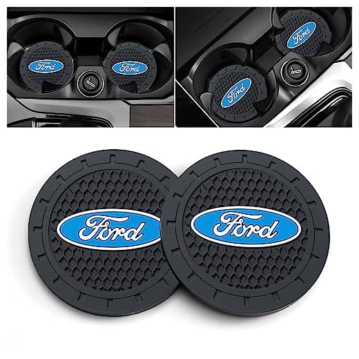 Car Cup Holder Coaster Compatible with Ford F150 F250 F350 F450 F550 Recessed Silicone Non-Slip Fashion Car Interior Accessories Crystal Drink Coaster 2.76in 2Pieces