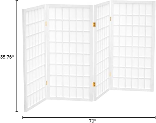Miniatura 8 de Biombo portátil simple de 3 pies Biombo Shoji para dividir una cuarto, clásico diseño japonés, 4 tamaños y 6 colores, Madera, Blanco