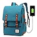 Junlion Mochila Portátil para Negocios Unisex Mochila Escolar para Estudiantes Universitarios Mochila de Viaje Mochila con Puerto de Carga USB Azul