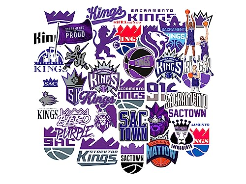 36 PCS Sacramento Vinyl Kings Basketball Star Stickers for Water Bottle, Laptop, Bicycle, Computer, Motorcycle, Travel Case, Car Decal Decoration Sticker Graffiti Decals