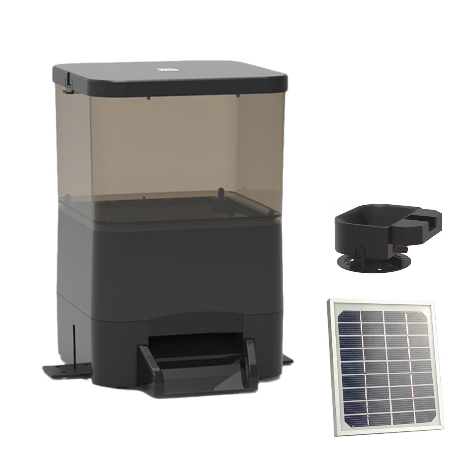 Comedero automático de peces con control remoto y lanzador de alimentación, a prueba de humedad con Wi-Fi y carga de panel solar para estanques y tanques, capacidad de 20 litros