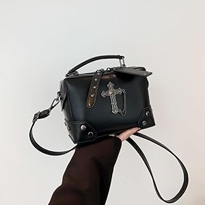JSGHGDF Punk Skull Crosses Small Handbag Purse PU Leather