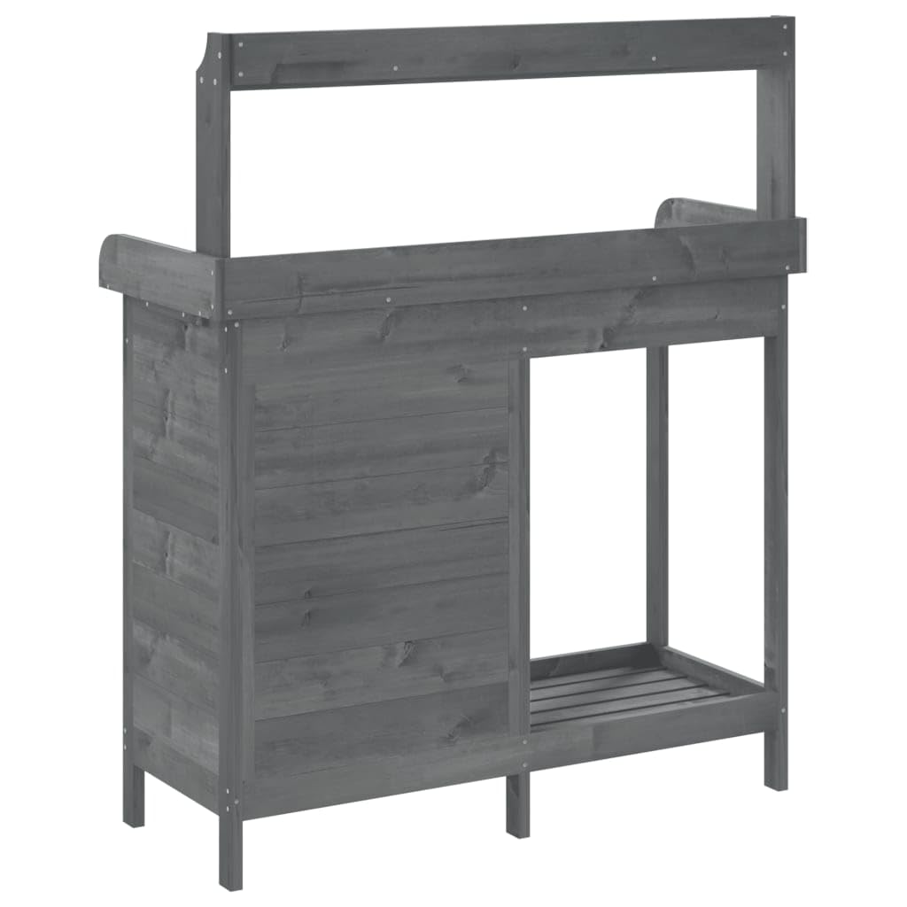 vidaXL Pflanztisch mit Schrank Grau 110,5x45x124,5 cm Massivholz Tanne