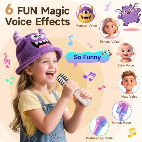 Image of Karaoke Machine for Kids Adults Teen with Aurora Light Projector, 16-Color 2 Karaoke Microphone for Kids Mini Karaoke Machine,6 Voice Changer Teen Girl Gifts Speaker with Microphone Wireless