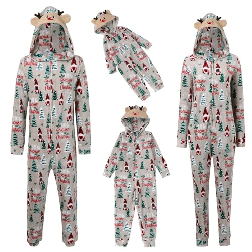 Family Christmas Matching Sets 2025 Cute Fleece Zip up Hooded Onesie Jumpsuits Cozy Flannel Warm Thermal Jammies Sleepwear