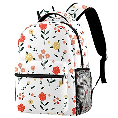 Sac à dos de voyage floral blanc avec porte-bouteille pratique