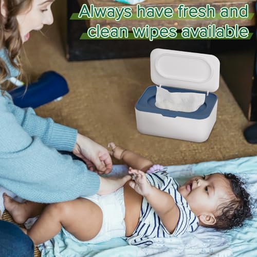 Image of Flenpptly 2 Pack Baby Wipes Dispenser, Wipes Case Baby Wipe Holder Keeps Wipes Fresh, Non-Slip, Easy Open & Close (2 Pack Blue)