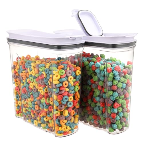 Image of Cereal Containers Storage Set, Airtight Food Storage Container with Lid 4L /135.2oz, 2PCS BPA-FREE Plastic Pantry Organization Canisters for Rice Cereal Flour Sugar Dry Food in Kitchen