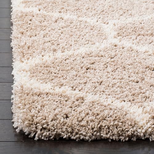 Image of F & B RUGS ; SUPERIOR QUALITY PRODUCTS Firoz and Brothers Handwoven Super Soft Indoor Modern Shag Microfibre Silky Fluffy Smooth 3x10 feet Beige Ivory