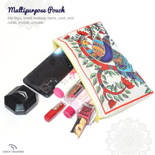 Image of Traditional Embroidered Zipper Purse for Women | Return Gifts for Baby Shower, Haldi, Mehendi, Wedding | Multicolor Ethnic Pouch Set