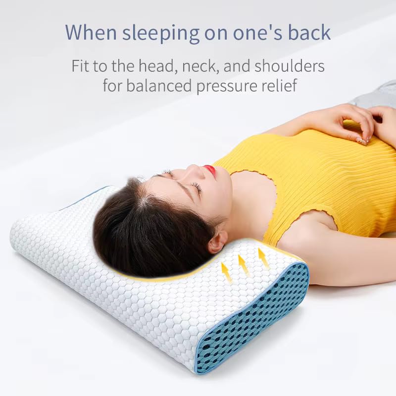 Orthopedic Memory Foam Pillow for Neck Pain – Ergonomic Contour Cervical Pillow for Sleeping, Neck & Shoulder Support – for Side, Back & Stomach Sleepers