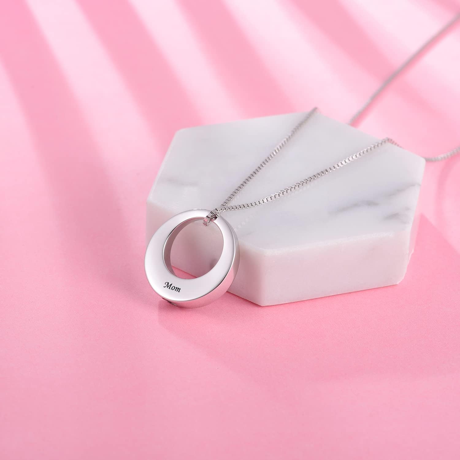 Jinlou Circle of Life Urn Necklace for Ashes - 925 Sterling Silver Always in My Heart Sterling Silver Cremation Urns Pendant Eternity Memorial Necklaces for Women - Image 2