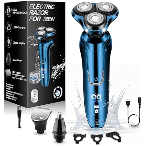 Electric Razor for Men, Shaver for Men Face,Waterproof Wet Dry Electric Shavers LED Display Cordless with Rechargeable Nose Hair Trimmer and Beard Trimmer,Prtable Travel Men's Razors Cover