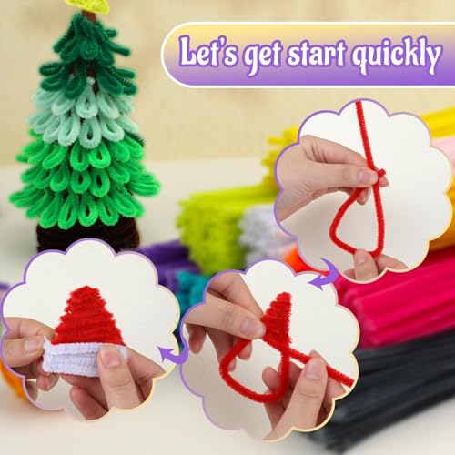 Image of Mnuizu 200Pcs Pipe Cleaners, Chenille Stems Fuzzy Sticks Craft Supplies | Pipe Cleaners Craft Bulk, Christmas Craft Supplies for DIY Art & Creative Crafts Party Decorations, Light Purple
