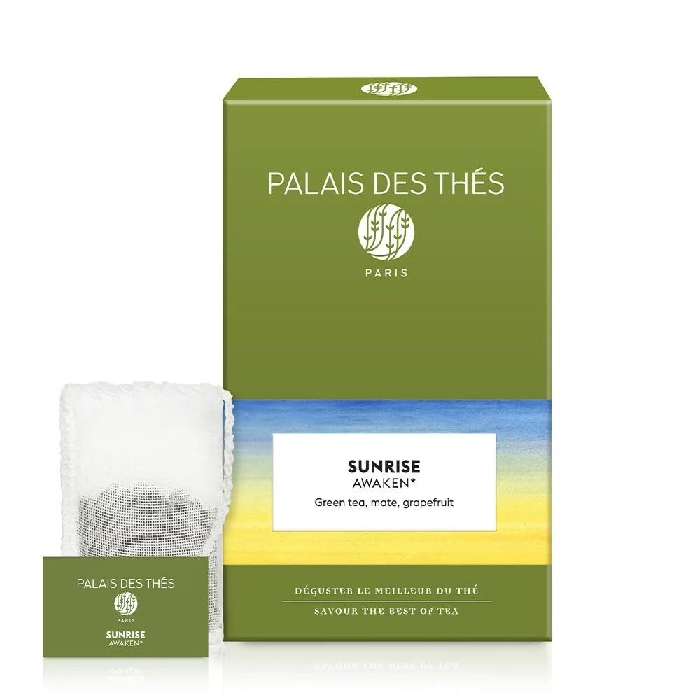 Palais des Thés - Sunrise Wake Up - Green Tea, Mate & Grapefruit - Premium Tea Bags, Serves 20 Cups
