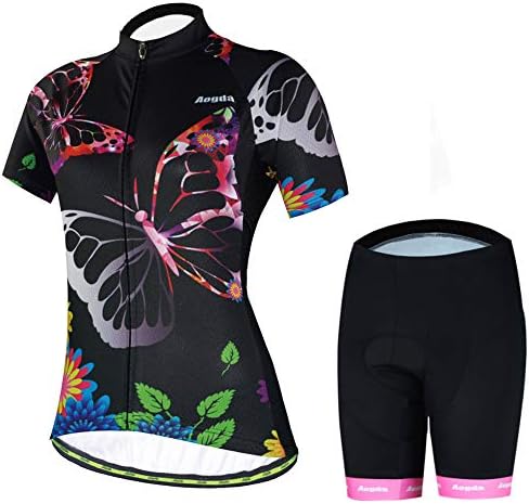 Cycling Jersey Women Aogda Bike Shirts Bicycle Bib Shorts Ladies Biking Pants Tights Clothing (D05,M)