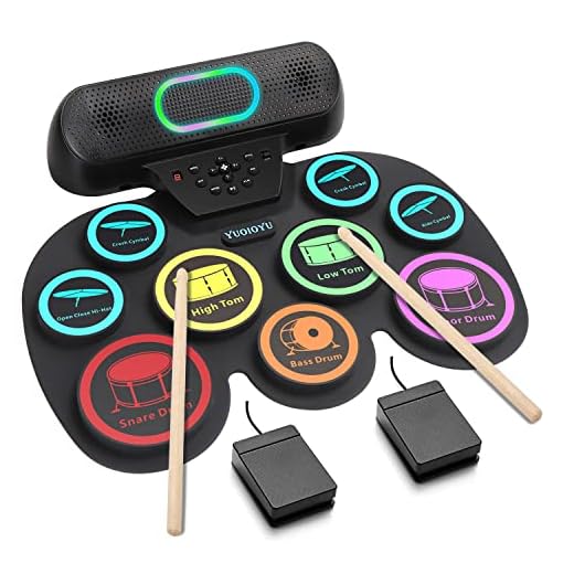 Electronic Drum Set - YUOIOYU Electric Drum Set Roll Up Potable Drum Kit MIDI Practice Drum Pad with Dual Built-in Speaker, Drum Sticks and Pedals,Christmas Birthday Gift for Kids Adult