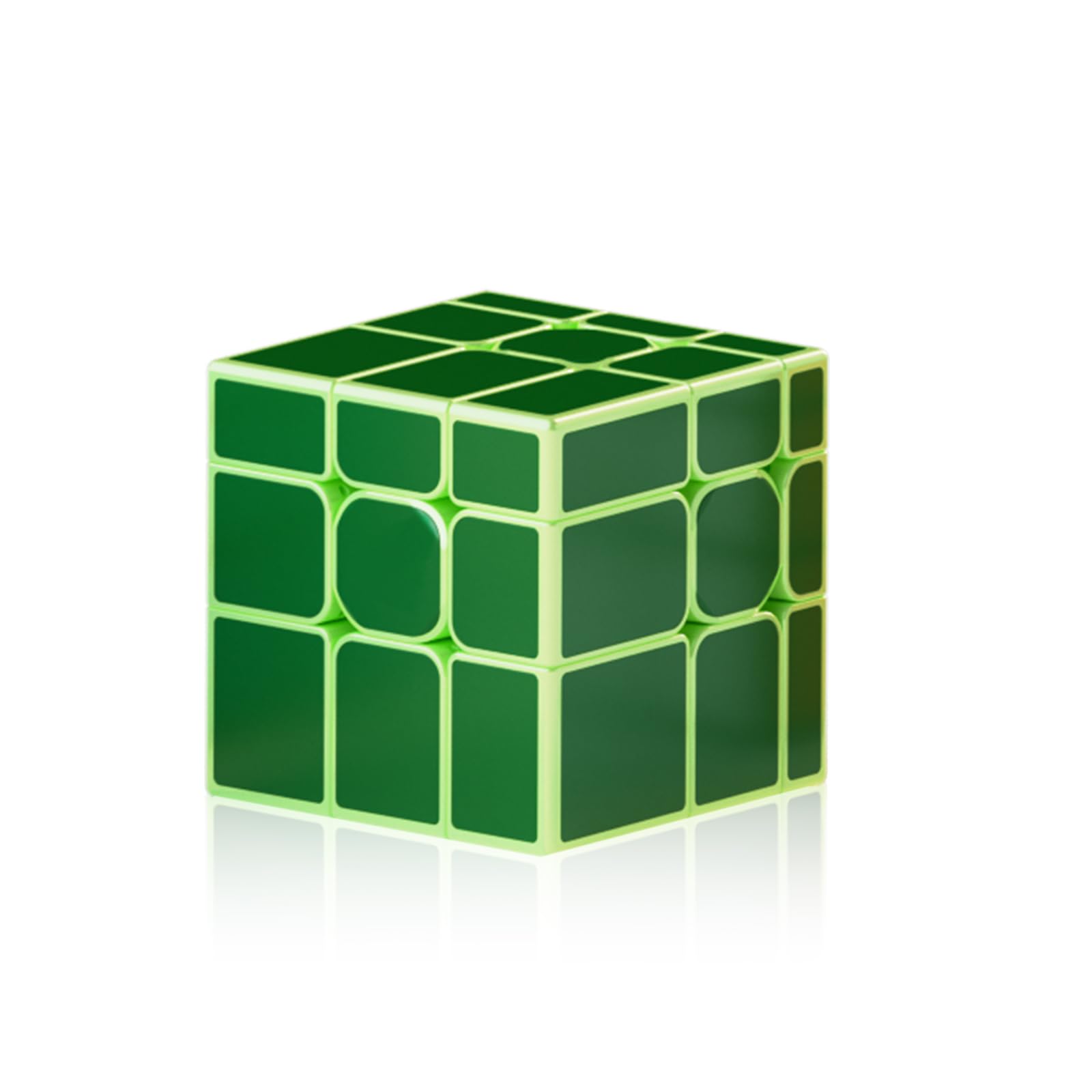 ROXENDA Mirror Cube Green, 3x3 Magic Stickerless Speed Cube with Different Shapes Design Puzzle Cube Toys for Kids Adults
